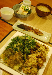 舞茸の天ぷらと究極の豆腐